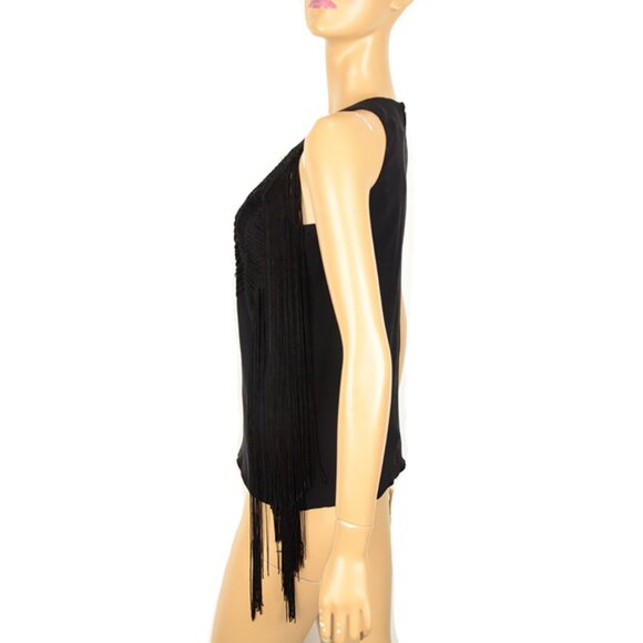 GUCCI TOP BLACK SILK LONG FRINGE SLEEVELESS sz IT 42 US 6 - Picture 9 of 14